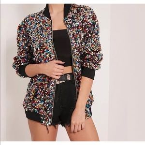 NWOT PRE-OWNED Women’s Multi Color Bomber Jacket-XL